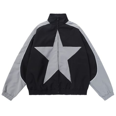 PRICES MAY VARY. ❤️️【Material】: Our oversized casual jacket made of High quality cotton. Lightweight and stylish, it is the best jacket for indoor/outdoor wear in spring, fall and winter. ❤️️【Design】：A comfy and personality vintage star jacket, whether you are a fashion match or a daily commute, All are great choices! ❤️️【Occasion】: A lightweight, modern designed jacket, paired with t-shirts, trendy or sweatpants, etc. This long sleeve jacket is suitable for casual wear, dating, camping, streetw Oversized Korean Fashion, Festival Mode, Couple Jacket, Casual Outerwear, Vintage Star, Looks Black, Grunge Style, Zipper Jacket, Jacket Pattern