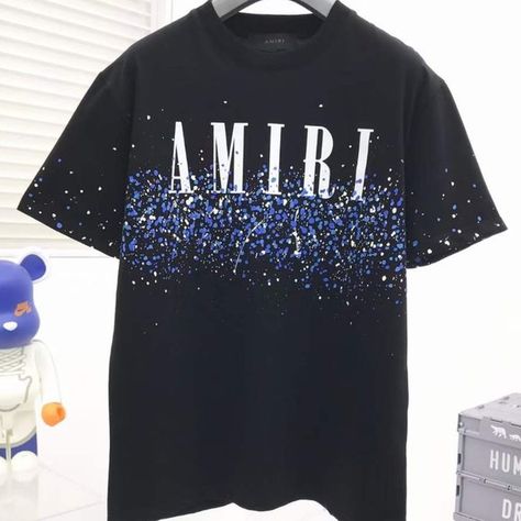 AMIRI Men's Casual T-shirt Size: L Amiri Shirts Men, Amiri Tshirt Men, Amiri T Shirt Men, Dior Shirts Men, Amiri T Shirt, Amiri Shirt, Black Baby Art, Dior T Shirt, Rhinestone Designs Pattern