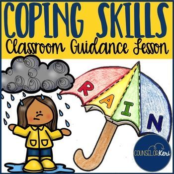 Coping Skills Classroom Guidance Lesson for Elementary School Counseling Behavior Reflection, Umbrella Craft, School Counseling Activities, Talking Stick, High School Counselor, Elementary School Counselor, School Counseling Lessons, Counseling Lessons, Guidance Lessons