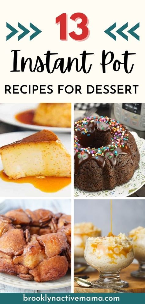 These instant pot desserts are so easy to make and will satisfy your sweet tooth! Making sweets in the pressure cooker has never been easier! Keto Instant Pot Desserts, Instant Pot Cookies, Easy Instapot Desserts, Instant Pot Dessert Recipes Easy, Insta Pot Dessert Recipes Easy, Instant Pot Baking Recipes, Gourmet Instant Pot Recipes, Insta Pot Desserts Recipes, Instant Pot Deserts