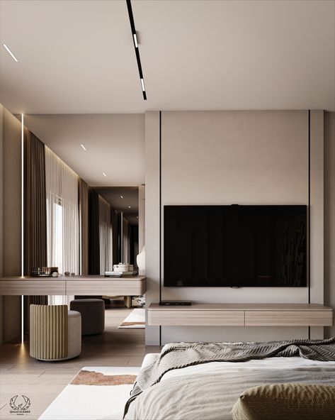 This calm bedroom design combines neutral tones with modern luxury. The textured wall panels add depth, while the comfortable bed and simple décor show calm elegance. Ideal for people who enjoy a combination of comfort and style.

#BedroomGoals #ModernDesign #NeutralInteriors #bedroomDesign #bedroomInterior #homeDecor #homeInterior #ModernInterior #ModernBedroom  #ContemporaryBedroom #homeBedroomRefresh Simple Luxury Bedroom, Calm Bedroom Design, Behance Bedroom Luxury, Modern Bedroom Behance, Modern Simple Bathroom, Master Bed Design Lcd Unit Design, Luxurious Bedroom Tv Unit, Calm Bedroom, Rest And Recharge