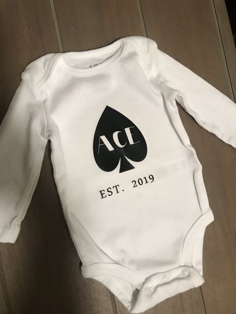 Baby onesie for baby boy named ace Onesie Ideas, Baby Boy Name, Diy Shirts, Boy Name, Baby Boy Names, Diy Shirt, Baby Ideas, Boy Names