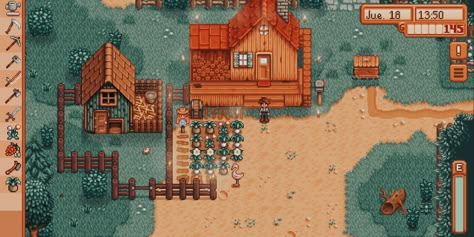 Stardew Valley Coop, Farm Layouts, Stardew Farm, Stardew Valley Farm, Stardew Farms, Stardew Valley Layout, Stardew Valley Farms, Base Building, Farm Layout