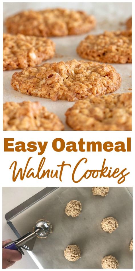 Oatmeal Walnut Cookies, Walnut Oatmeal, Walnut Cookie Recipes, Soft Cookies, Kitchen Notes, Medicine Tips, School Recipes, Vegan Oatmeal, Walnut Recipes