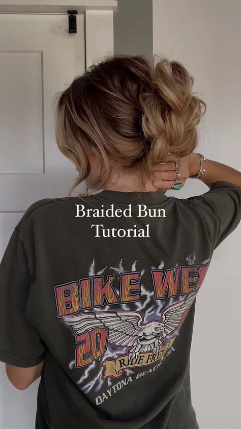 Braided Bun tutorial Save & Try Obsessed w/ this hack that I learned from the styling queen @theconfessionsofahairstylist ❤️‍🔥 | Instagram Easy Hair For Work Quick, Dutch Braid Bun Tutorial, Roll Bun Hairstyle, Braid Bun Hairstyles, Braided Bun Tutorial, Hairstyle French, Plaited Bun, Braid Updo Tutorial, Easy Hair Tutorials