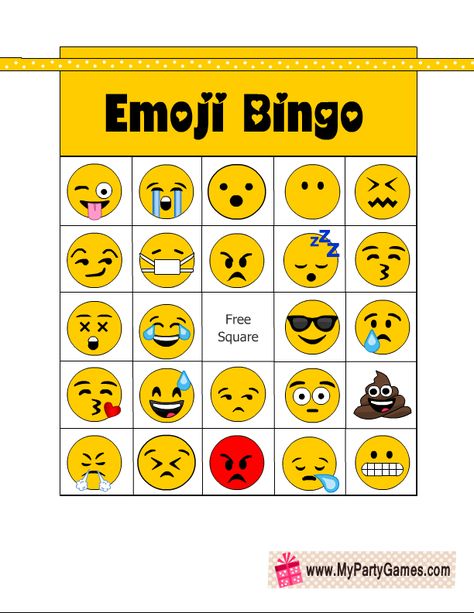 Free Printable Emoji Bingo Game for Kids and Adults Feelings Bingo Free Printable, Emotions Bingo Free Printable, Emoji Games For Kids, Kids Bingo Printable Free, Bingo For Kids Free Printable, Emoji Crafts For Kids, Emoji Bingo, Bingo Printable Free, Emotions Game