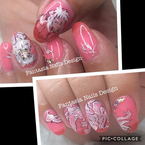 Sesshomaru/Inuyasha #anime #wolfdemon #wolfboy #cartoon #japanese #nailart #nailtech #torontonails #nailswag #gelnails #shellack #polypolish Inuyasha Nail Art, Anime Nails, Inuyasha, Nail Tech, Swag Nails, Cute Nails, Gel Nails, Anime Art, Nail Designs