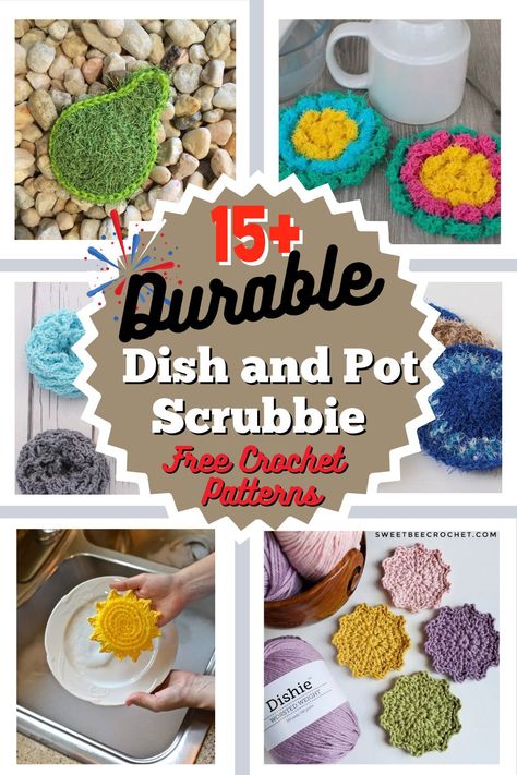 Scrubbies are a must-have in everyone’s kitchen, and perhaps beyond! Crocheting your own scrubbies is very easy, and they’re low maintenance, too! Unlike sponges—that probably fall apart in a matter of weeks—crochet scrubbies are more durable, and are also machine-washable if you use the right yarn! Free Crochet Patterns For Dish Scrubbies, Crochet Pattern Dish Scrubbie, Round Dish Scrubby Crochet Pattern, Free Crochet Scrubby Pattern, Easy Crochet Scrubbies, Knit Scrubbies Free Pattern, Crochet Sponges, Dish Scrubbies Crochet Pattern Free, Crochet Scrubbies Free Pattern