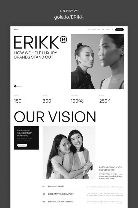 Erikk Portfolio Webflow Template is versatile and suitable for a range of uses, including creative agencies, design studios, freelancers, and personal portfolios. Creative Agency Website, Travel Website Design, Ui Design Principles, Agency Website Design, 포트폴리오 레이아웃, Web Portfolio, Portfolio Website Design, Webpage Design, Portfolio Web Design