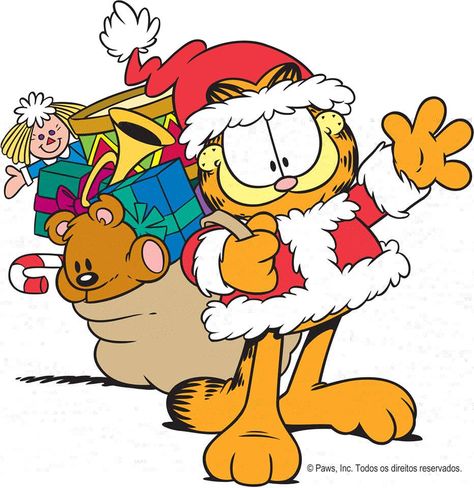 Christmas Wave~ Garfield Pictures, Garfield Images, Christmas Cartoon Characters, Garfield The Cat, Garfield Christmas, Garfield Cartoon, Holiday Parades, Garfield Cat, Garfield Comics