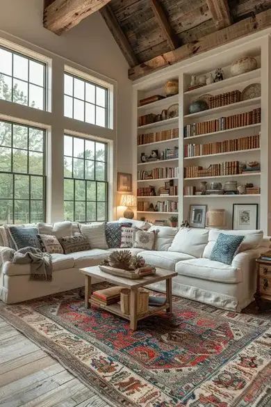 35 Barndominium Interior Ideas For Crafting Your Perfect Barn Home Cozy Barndominium, Barndominium Interior Ideas, Barndominium Interior, Barn House Interior, Wooden Ceiling, Welcome To My House, Open Plan Living Room, Timber House, Home Upgrades