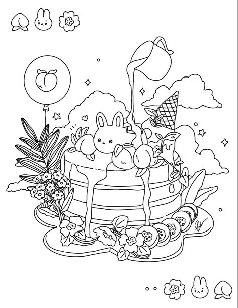 Kawaii Coloring Pages, Chibi Coloring Pages, Cupcake Coloring Pages, Manga Coloring Book, Animals Food, Kitty Coloring, Unique Coloring Pages, Detailed Coloring Pages, Dinosaur Coloring Pages