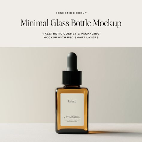 Discover our Amber Glass Dropper Bottle Mockup, an ideal tool for professionally displaying your skincare products. This meticulously crafted mockup is designed to make your cosmetic packaging designs stand out with elegance. Featuring a sleek, transparent glass design, it is perfect for a variety of skincare items, enhancing their visual appeal with sophistication. The high-resolution image of the mockup highlights every detail of your design, effectively conveying your brand identity and message. This user-friendly mockup is a breeze to customize, allowing for easy insertion of your designs, aiding in visualizing the final product and making efficient packaging decisions. It's compatible with Photoshop, offering versatility and ease of integration into your workflow. Ideal for brand desi Amber Glass Packaging, Skincare Labels, Serum Packaging, Skincare Items, Skincare Branding, Bottle Label Design, Cosmetic Packaging Design, Glass Packaging, Skincare Packaging