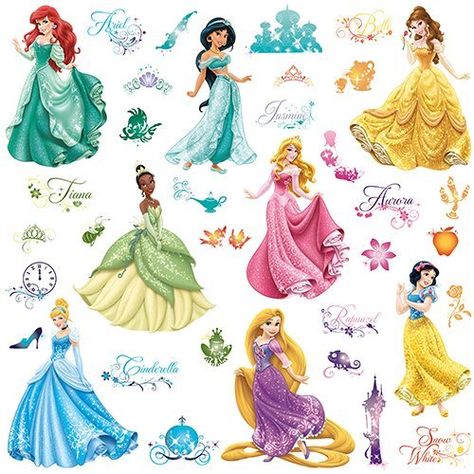 Disney Princess Wall Stickers, Princes Disney, Baby Wall Stickers, Disney Princess Castle, Wall Appliques, Disney Princess Characters, Princess Wallpaper, Wall Decals For Bedroom, Room Stickers