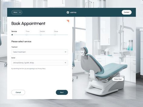 Varma - Booking Appointment Page by Nija Works on Dribbble Book An Appointment Web Design, User Flow Diagram, Event Registration, Outdoor Space Design, Custom Furniture Design, Book Appointment, Web Ui Design, Concept Development, Education Design