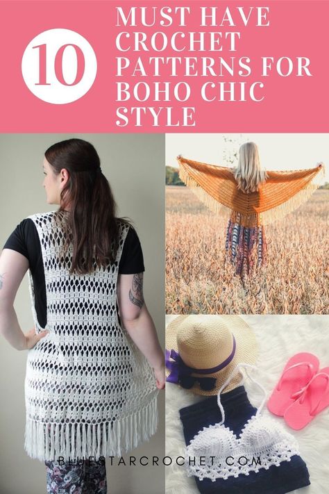 This is a round up of 10 amazing crochet boho patterns for you and your home. These beautiful crochet patterns capture the free boho spirit beautifully! Crochet boho style magic for your wardrobe and for your home from boho crochet vest, boho style bags and shawl and many many more! Easy Crochet Tops For Beginners, Crochet Tops For Beginners, Boho Crochet Patterns Free, Easy Crochet Tops, Boho Top Pattern, Crochet Lanyard, Crochet Shirts, Crochet Blouses, Boho Crochet Patterns