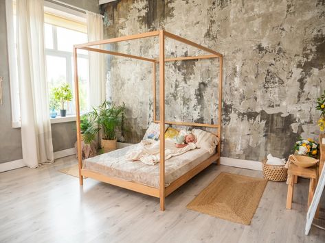 Montessori Bed, Full Bed, Bed Frame, Wooden Bed With Legs, Handmade Furniture, Loft Bed, Low Profile Bed, Toddlers Bed, Bedroom Decor - Etsy Bed With Legs, Teen Bed, Floor Bed Frame, Frame Bed, Bed Full, Bed Floor, Full Bed Frame, Unique Beds, Floor Bed