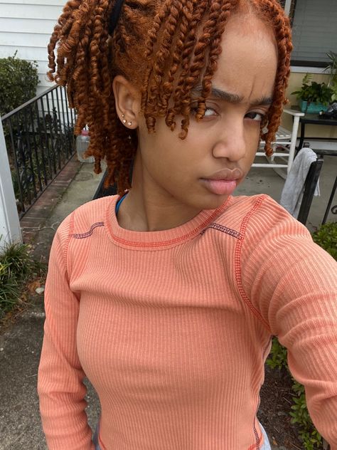 Ginger Mini Twists, Ginger Protective Styles, Short Natural Hairstyles 4c, Ginger Twists, Short Mini Twist Hairstyles, Cute Short Natural Hairstyles 4c, Natural Hair Aesthetic, Mini Twist Hairstyles, Natural Hairstyles 4c