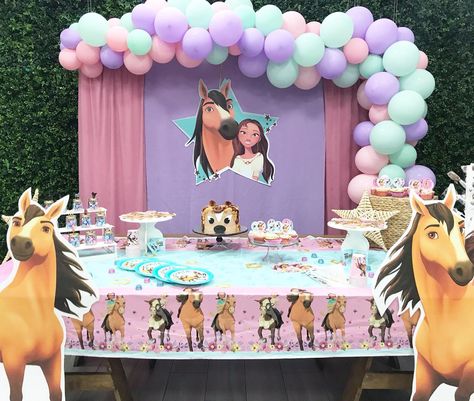 Spirit Birthday Party Decorations, Spirit Birthday Party, Spirit Themed Birthday Cake, Spirit Horse Birthday Party, Spirit Party Ideas Horse, Spirit Birthday Party Ideas, Spirit Horse Birthday Cake, Spirit Riding Free Birthday Party, Spirit Riding Free Birthday Party Decorations