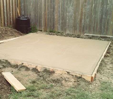 Diy Concrete Slab, Yard Sheds, Concrete Pad, Build A Shed, Backyard Shed, Outdoor Sheds, Yard Project, Concrete Projects, Diy Shed