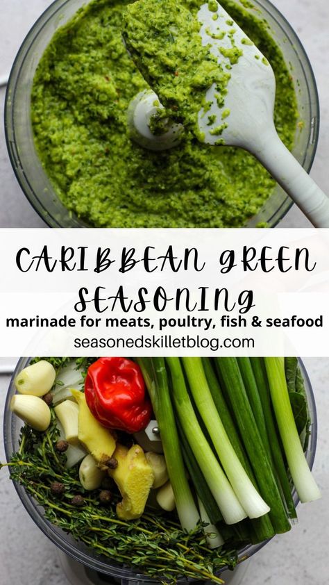 Caribbean Green Seasoning Trinidadian Green Seasoning, Jamaican Green Beans, Haitian Green Sauce, Jamaica Green Seasoning, Trini Green Seasoning, Caribbean Green Seasoning, Carribean Green Seasoning, Trinidad Green Seasoning Recipes, Caribbean Green Seasoning Recipe