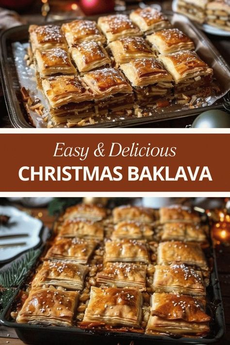 THE BEST CHRISTMAS BAKLAVA Christmas Baklava Recipe, Slovak Nut Roll Recipe, Pastry Dough Desserts, Christmas Baklava, Traditional Baklava Recipe, Easy Baklava Recipe, Baklava Recipes, Baklava Cake, Best Baklava Recipe