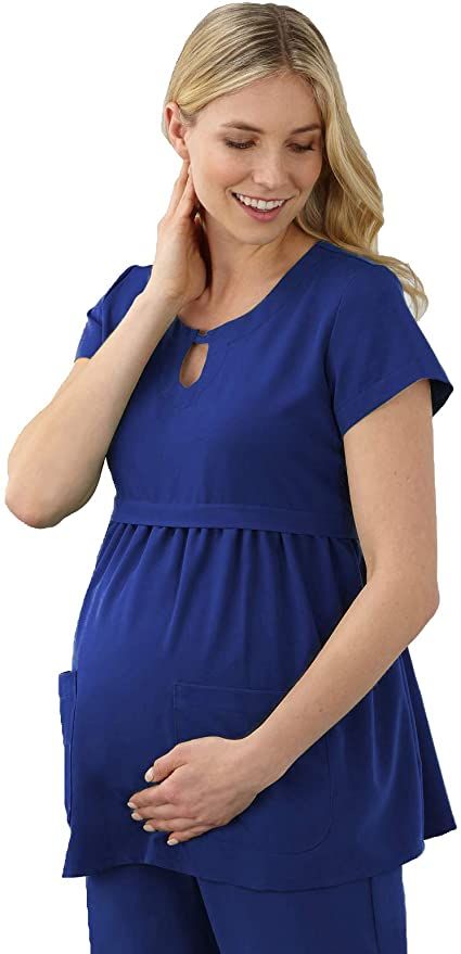 Maternity Scrub Top, Scrubs Women, Nursing Outfit, Nurse Outfit Scrubs, Medical Scrubs Fashion, Empire Waist Top, Maternity Work Wear, Maternity Scrubs, Stylish Scrubs