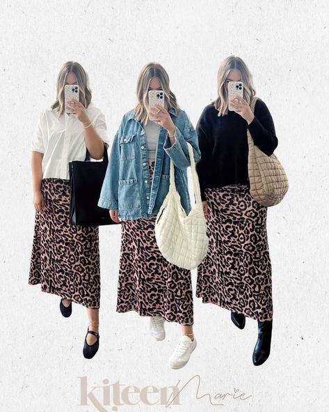 LEOPARD SKIRT OUTFIT IDEAS Leopard is such a big trend right now!! Here’s a few ways I’ll be wearing my leopard skirt this Fall! I’m 5’9 and generally a size large/12. TO SHOP: Comment “LINKS” for outfits to be sent via dm + search my name in the LTK app + my 🇨🇦 Amazon storefront is in my bio! Save for inspo and follow for more midsize outfit ideas 🥰🇨🇦 #amazonfashion #amazonfinds #midsizestyle #midsizefashion #leopardskirt #fallfashion Are you a fan of the leopard print trend?? Silk Midi Skirt Outfit, Midsize Outfit Ideas, Leopard Skirt Outfit, Leopard Print Outfit, Midsize Outfit, Skirt Outfit Ideas, Cheetah Skirt, Leopard Print Outfits, Midsize Outfits