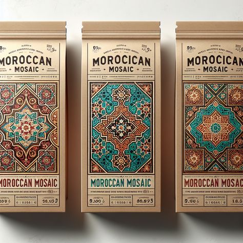 Transform your spice collection with “Moroccan Mosaic” packaging! 🌟 Featuring eco-friendly materials, intricate *zellij* patterns, and vibrant colors, each spice tells a story of luxury and heritage. Accentuated with gold foil and elegant typography, these packages are as beautiful as the flavors they contain. Discover the essence of Morocco, one spice at a time. 🌶️ #MoroccanMosaic #SpicePackaging #EcoFriendlyDesign #LuxuryPackaging Moroccan Branding, Cocktail Book Design, Spice Collection, Moroccan Spices, Cross Stitch Geometric, Social Media Advertising Design, Cocktail Book, Elegant Typography, Moroccan Pattern