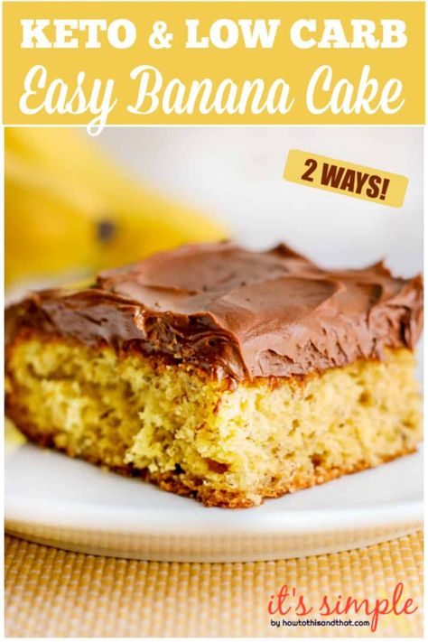 Easy Keto Banana cake with a decadent homemade chocolate frosting. If you love banana bread you will want to make this low carb banana bread turned cake. We offer two versions for those of you who can and can not have bananas. The sugar free frosting is one that can not be skipped! #ketorecipes #lowcarbrecipes #ketobananabread #lowcarbbananabread #easyketo #glutenfreerecipes #almondflour #ketocakerecipes #kidfriendlyketo #chocolatefrosting #cakerecipes #ketodietrecipes #ketodietforbeginners Keto Banana Cake, Low Fat Banana Bread, Low Carb Banana, Banana Extract, Keto Banana, Sugar Free Frosting, Ripe Banana Recipe, Homemade Chocolate Frosting, Keto Banana Bread