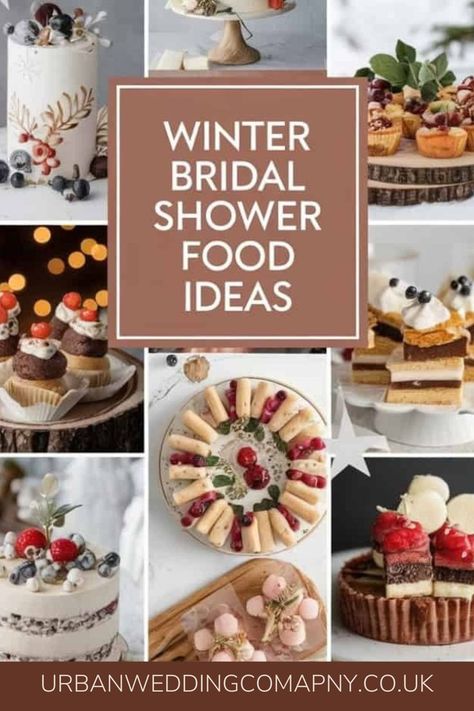 Looking for simple yet impressive winter bridal shower food? This guide features cozy options like mini sandwiches, seasonal dips, peppermint bark, and mulled wine stations for a festive touch. Winter bridal shower food, unique winter food ideas, cozy bridal shower snacks. Winter Shower Food, White Bridal Shower Food, Winter Bridal Shower Food Ideas, Winter Theme Bridal Shower Ideas, Bridal Shower Ideas Winter, Winter Wedding Shower Ideas, January Bridal Shower Ideas, Christmas Bridal Shower Ideas, Winter Food Ideas