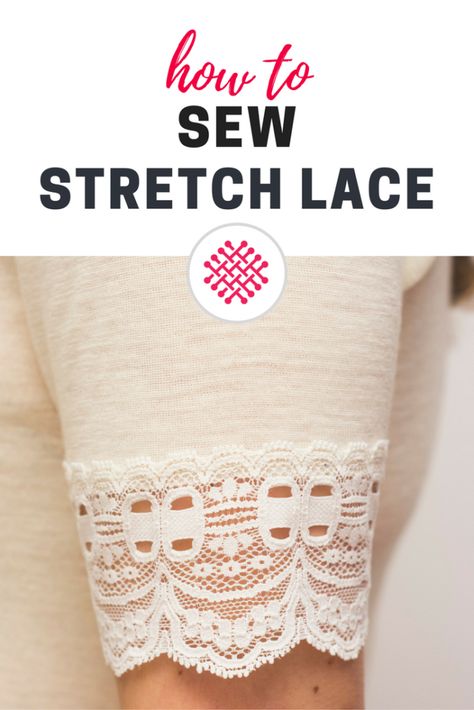 Lace Sewing Projects, Stitching Patterns Sewing, Diy Lace Sleeves, Upcycled Sewing, Sewing Knits, Knit Fabric Dress, Sewing Videos, Lace Sewing, Zigzag Stitch