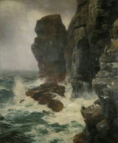 Peter Graham, Ribbed and Paled in by Rocks Unscaleable Peter Graham, Ocean Waves Painting, Waves Crashing, Deep Art, Ocean Landscape, Plant Painting, Sea Painting, Art Uk, Ocean Painting