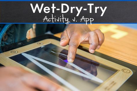 Wet-Dry-Try is a fun and effective letter-learning activity from Handwriting Without Tears that teaches students correct letter orientation and formation. The best part is that there are TWO easy ways to implement this activity. Today, we’re looking at the benefits of the Wet-Dry-Try activity v. the Wet-Dry-Try app. Multisensory Learning, Letter Learning Activities, Learn Handwriting, Letter Learning, Handwriting Without Tears, Multi Sensory Learning, Learn Faster, Letter Formation, Learning Letters