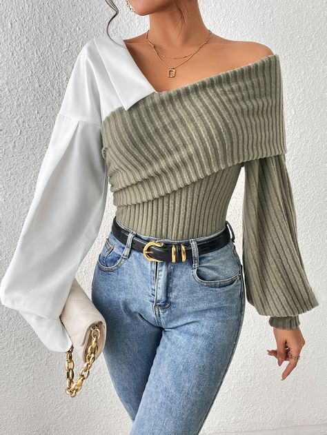 Collared Top Outfit, Chique Outfit, Modern Clothes, Lantern Sleeve Top, Trendy Fashion Tops, Chic Outfit, Casual Clothes, Really Cute Outfits, Mode Inspiration