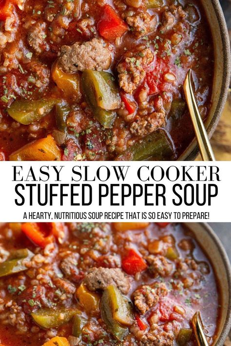 Bell Pepper Soup Crock Pot, Stuffed Green Pepper Soup Crock Pot, 12 Tomatoes 30 Minute Stuffed Pepper Soup, Stuffed Bell Peppers Ground Beef Crock Pot, Stuff Pepper Soup In Crockpot, Stuffed Pepper Soup Crockpot Easy, Slow Cooker Ground Beef Soup, Unstuffed Bell Pepper Soup, Ground Beef Soup Recipes Crock Pots