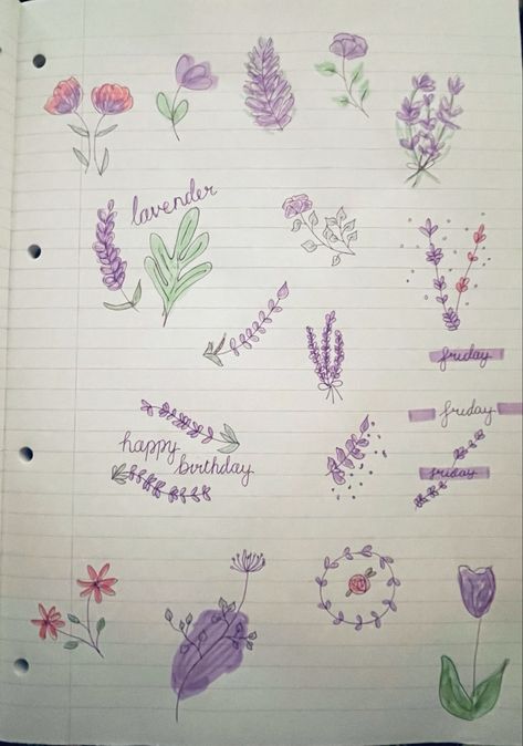 Purple Flowers Doodle, Purple Doodles, Doodle Simple, Plant Doodle, Blue Drawings, Purple Plants, Creative Pattern, Bible Notes, Flower Doodles