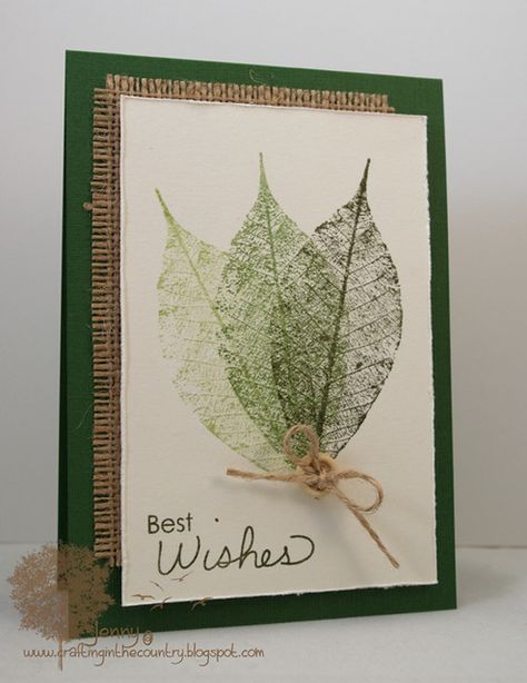 Natures Green | for more details visit www.craftinginthecoun… | Flickr Leaf Print Art, Skeleton Leaves, Leaf Skeleton, Card Decoration, Leaf Cards, 수채화 그림, Thanksgiving Cards, Fall Cards, Nature Crafts