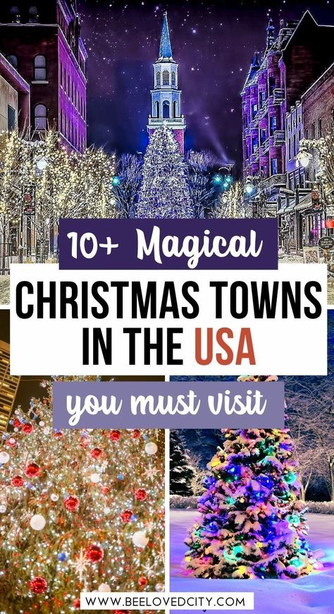 Christmas Town Usa, Montana Christmas Vacation, Best Christmas Markets In The Us, Mall Of America Christmas, Hallmark Christmas Towns To Visit, Cute Christmas Towns, Best Christmas Towns To Visit, Best Places To Visit At Christmas, Christmas Places To Visit