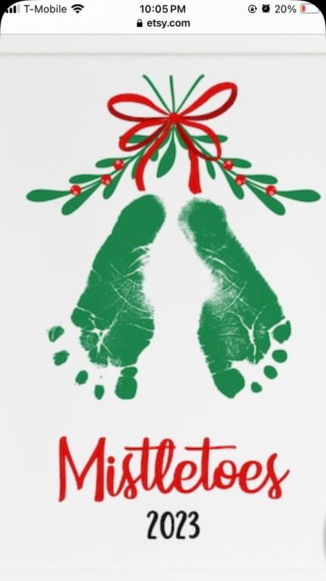 Mistletoes Footprint, Mistletoe Craft, Mistletoes Footprint Craft, Mistletoe Footprint, Footprint Wall Art, Christmas Footprint, Baby Christmas Crafts, Grandpa Christmas Gifts, Baby Footprint Art