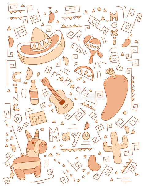 Smash Doodle Spanish, Mexican Doodles Art, Spanish Doodles, Mexican Doodles, Doodle Branding, Drawing Mexican, Mexican Drawings, Mexican Illustration, Mexican Cartoon