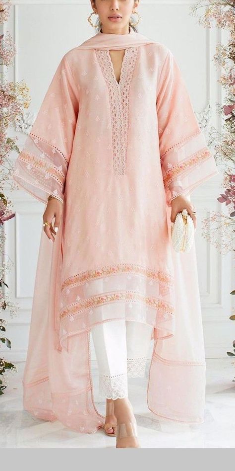 special eid dress gala bazo daman or trouser design summer 2022 | modstitch Lace Designs On Suits, Farah Talib Aziz, Lace Suit, Organza Suits, Pakistani Fashion Casual, Casual Indian Fashion, Pakistani Fancy Dresses, Pakistani Dresses Casual, Salwar Kamiz