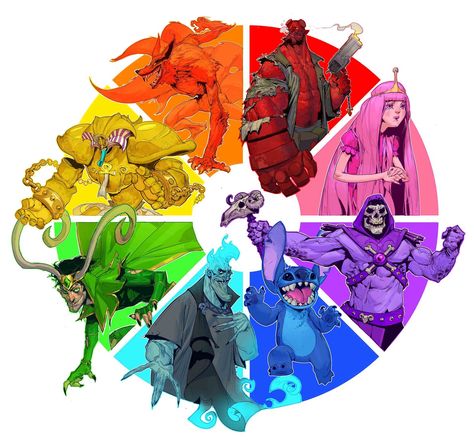 Color Wheel Challenge, Comic Inking, Fanart Challenge, Color Wheel Art, Color Theory Art, Color Wheels, Movie Edits, The Color Wheel, Drawing Studies