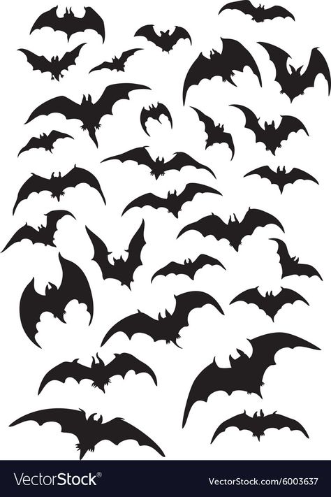 Bats silhouettes set vector image Koch Tattoo, Bats Tattoo Design, Bat Vector, Emo Tattoos, Bat Silhouette, Tattoo Filler, Bat Tattoo, Silhouette Tattoos, Spooky Tattoos