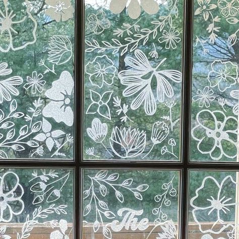 Cricut on Instagram: "Naomi Kay Wright from "The Vintage Village Art" used Frosted Window Cling to decorate her window! 🪟" Cricut Frosted Window Cling Ideas, Cricut Window Projects, Cricut Window Cling Ideas, Cricut Window Cling, Pen Pictures, Window Cling Vinyl, Frosted Window, Vintage Village, Village Art