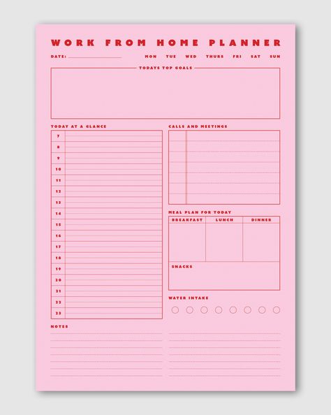 Work From Home Planner, Free Digital Planner, Note Pad Design, Home Planner, Work Planner, Planner Templates, Planner Layout, Notes Design, Bullet Journal Ideas Pages