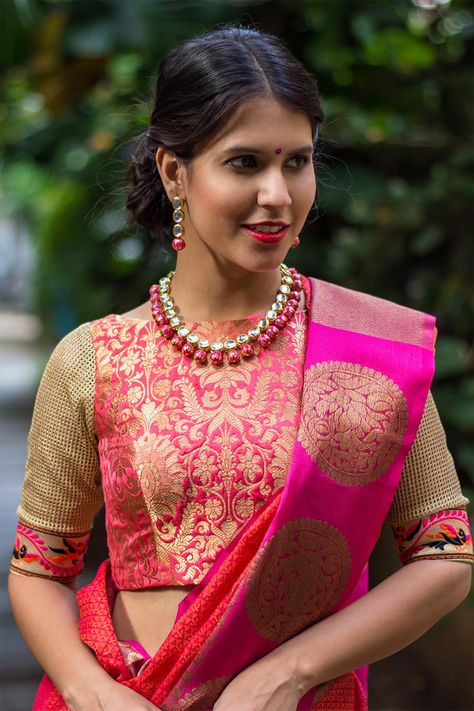 Latest Blouse Styles, Blouses Saree, Draping Saree, Ikat Blouse Designs, Boatneck Blouse, Blouses Work, Kerala Saree Blouse Designs, Net Sleeves, Designer Blouses Online