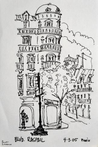 size: 36x24in Photographic Print: Raspail in Paris, France shows typical Haussmann Parisian Architecture. by Richard Lawrence : Sketches Of Buildings Architecture, French Drawing Ideas, Parisian Poster, Paris Watercolor Painting, Paris Drawings, Paris Drawing, Grid Drawing, French Buildings, Chinese Tiger