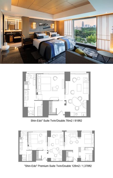 Hotel New Otani Tokyo | "Shin-Edo" Suite - The Main building Hotel Suite Plan, Hotel Suite Floor Plan, Tokyo Accommodation, Suite Room Hotel, Japanese Hotel, Hotel Floor Plan, Closet Planning, Tv In Bathroom, Hotel Floor