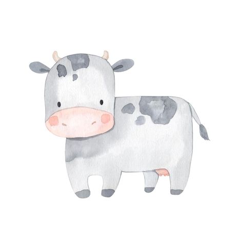 Premium Vector | Goat watercolor illustration for kids Premium Vector Illustration, Watercolor Cow Easy, Cow Illustration Cute, Cute Cow Illustration, Cute Cow Art, Watercolor Farm Animals, Cow Watercolor, Baby Watercolor, Illustration For Kids